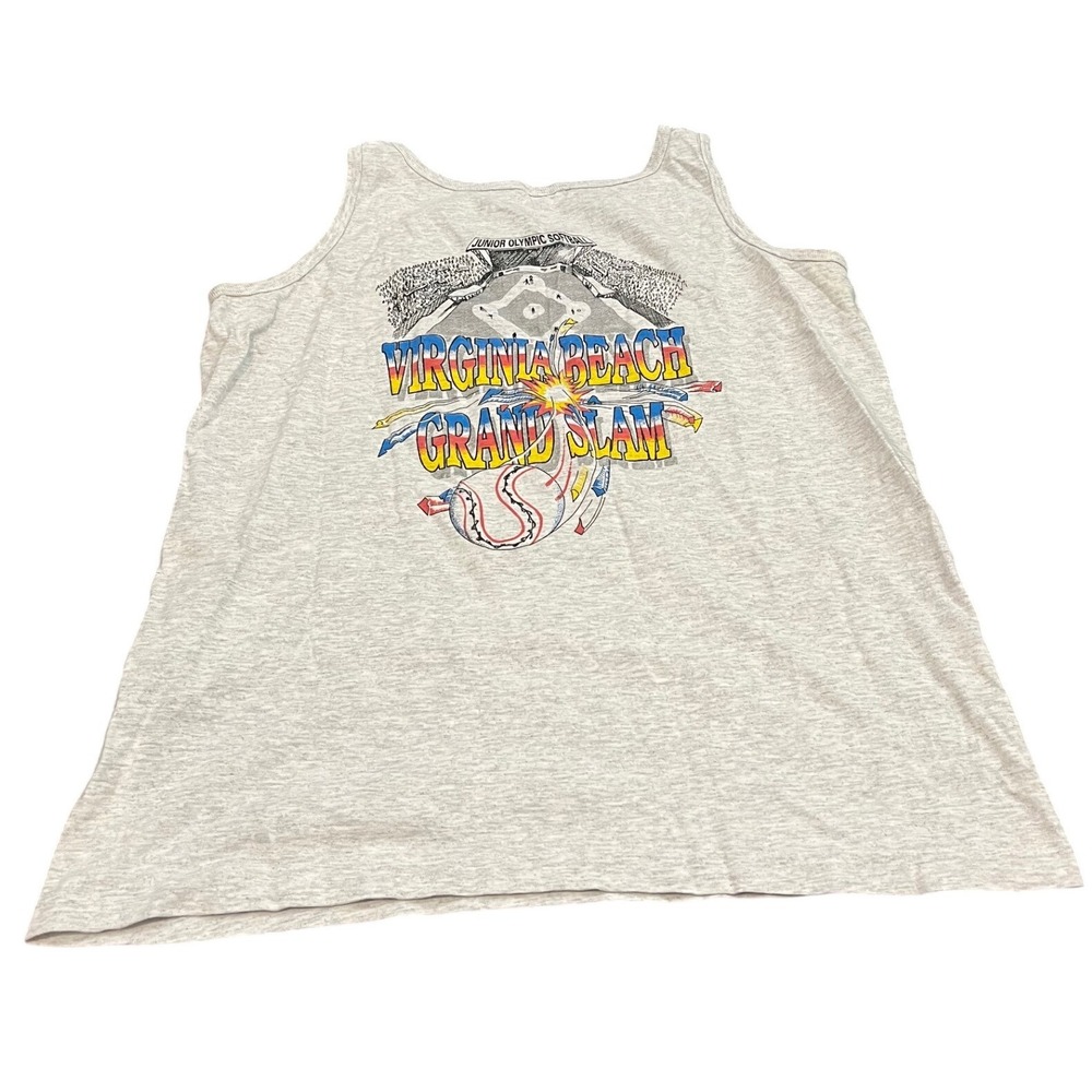 Anvil Tank Top Women L Gray Virginia Beach Grand Slam ASA Softball Vintage 90s